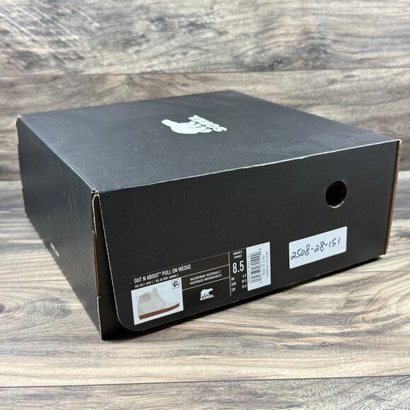 NIB Sorel Out N About Pull On Leather Wedge Sneaker Bootie 8.5 Sea Salt/Gum 2 - Picture 10 of 11